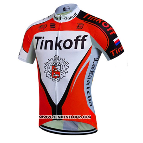 2016 Maillot Ciclismo Tinkoff Rouge et Blanc Manches Courtes et Cuissard